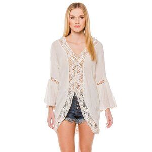 Jen's Pirate Booty Annabelle Crochet Boho Open Patch Ruffle Bell Sleeve Jacket